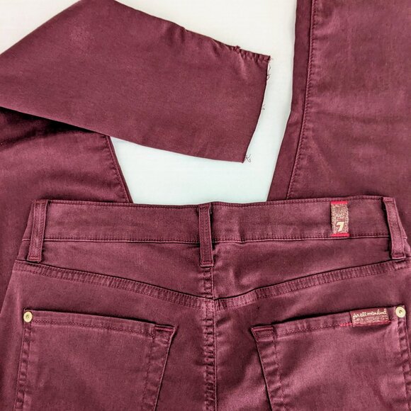 7 FOR ALL MANKIND Ankle Gwenevere Women's Lightweight Raw Hem Jeans Size 27 Wine - Picture 4 of 8